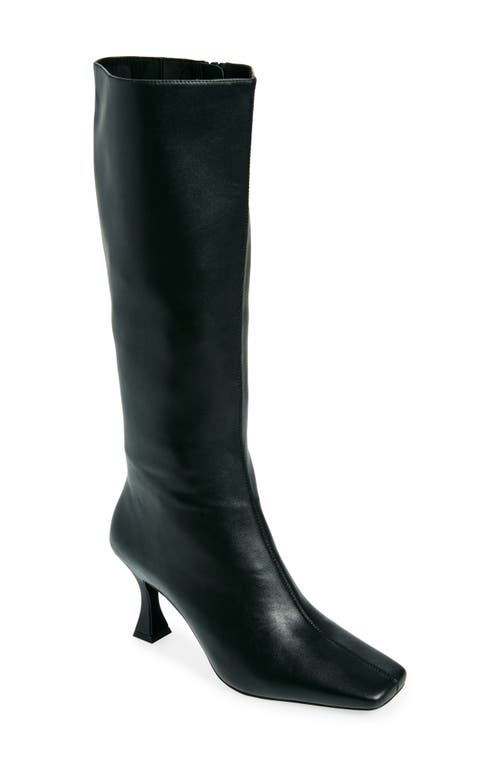 Jeffrey Campbell Check Mate Knee High Boot in Black Shiny 