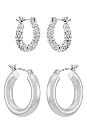 Vince Camuto Set Of 2 Assorted Hoop Earrings In Silver