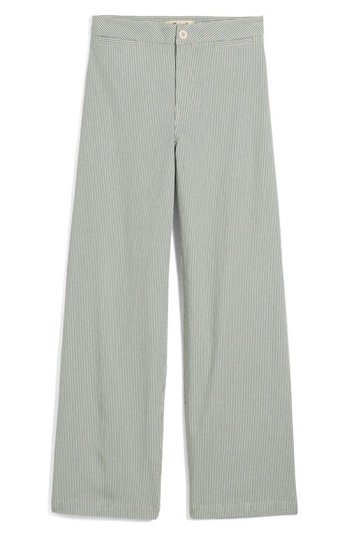 Shop Madewell The Emmett Stripe Crop Wide Leg Pants In Faded River Stripe