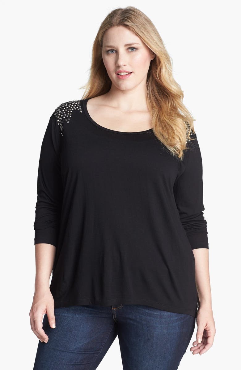 Two by Vince Camuto Studded Shoulder Top (Plus Size) | Nordstrom