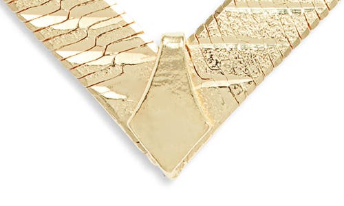 Argento Vivo Sterling Silver Herringbone Chain V-necklace In Gold