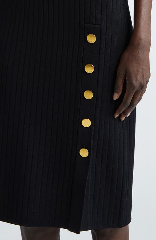 St John St. John Collection Rib Short Sleeve Sweater Dress In Black