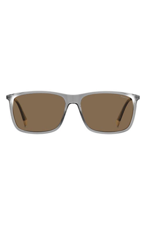 Polaroid 59mm Polarized Rectangular Sunglasses In Grey/bronze Polarized