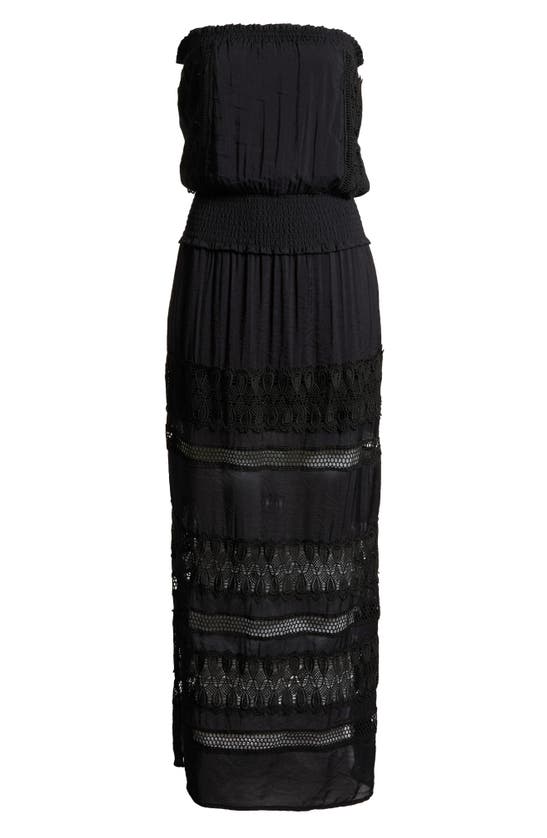 Elan Lace Strapless Cover-up Maxi Dress In Black