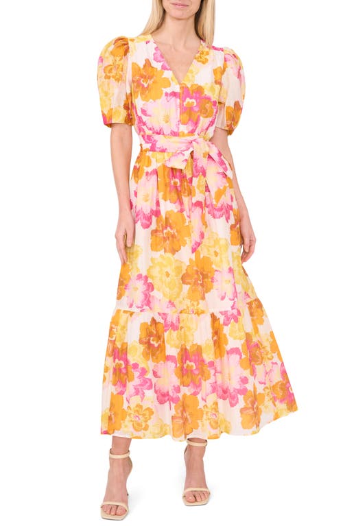 Floral Puff Sleeve Maxi Dress in Radiant Yellow