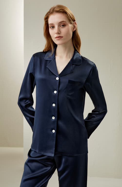 Lilysilk 22 Momme Full Length Silk Pajamas Set In Navy Blue