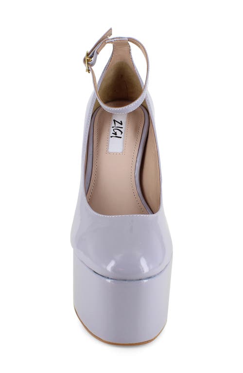 Zigi Nikole Ankle Strap Platform Pump In Grey Patent
