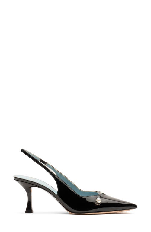 Frances Valentine Vivian Pointed Toe Slingback Pump In Leather Black