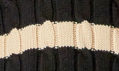 English Factory Stripe Cable Stitch Sweater In Beige/black