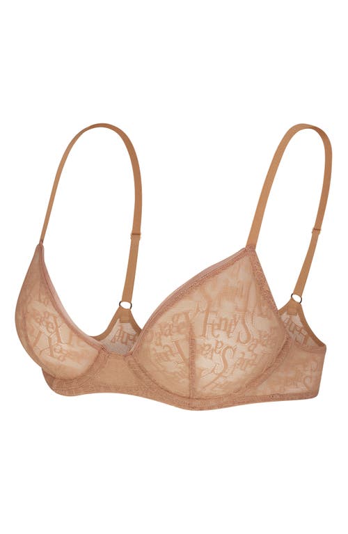 Savage X Fenty Signature Script Lace Underwire Demi Bra In Sweet Latte Nude