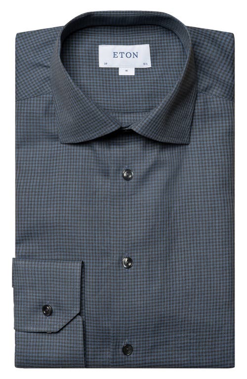 Eton Contemporary Fit Check Flannel Dress Shirt Medium Blue at Nordstrom, - R