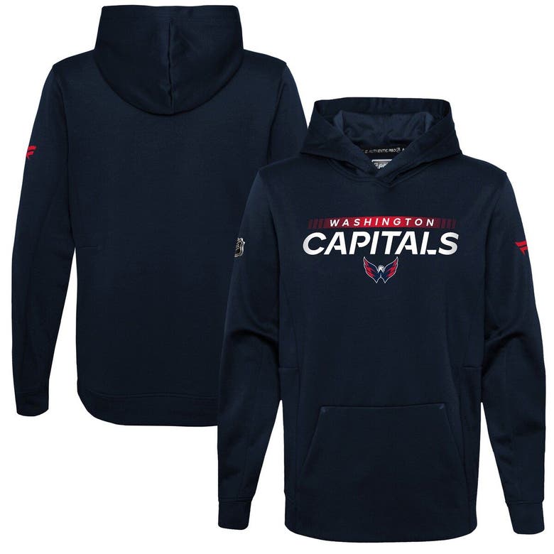 Fanatics Kids' Youth  Branded Navy Washington Capitals Authentic Pro Pullover Hoodie