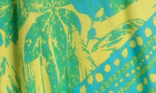Saachi Tropical Woodblock Short Duster In Blue Combo
