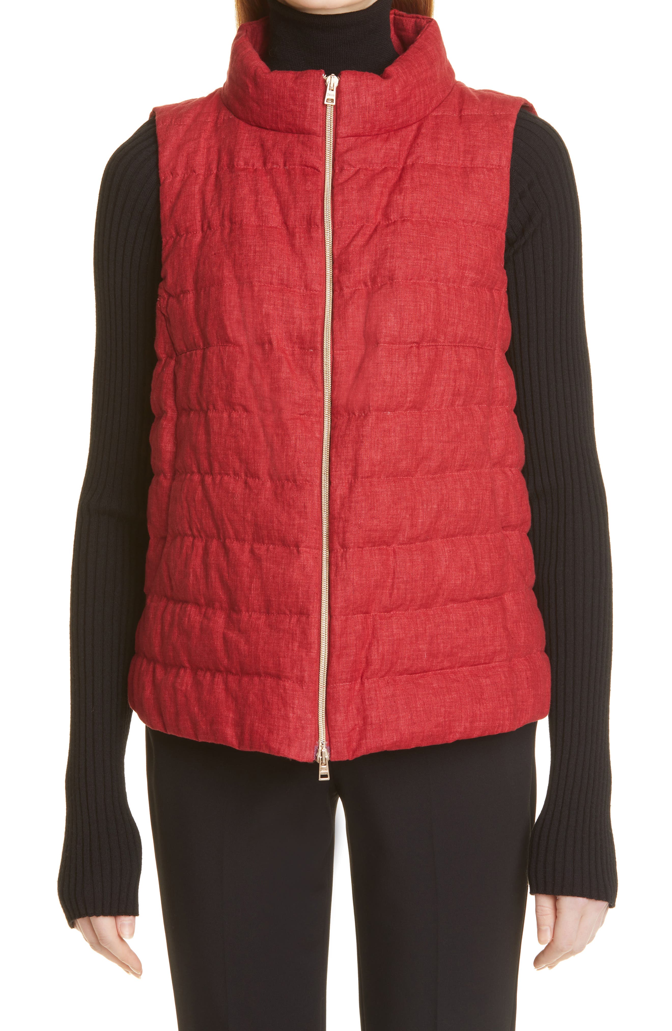 womens red quilted vest