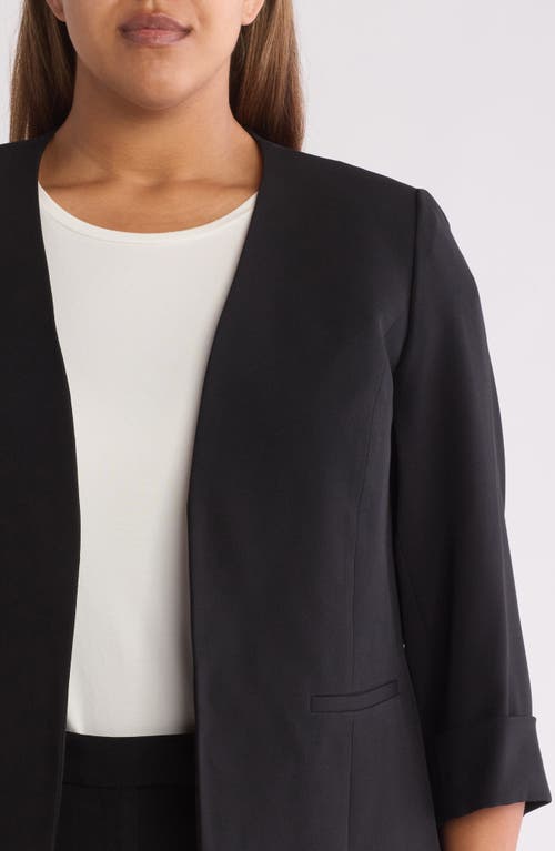 Kasper Rolled Cuff Three Quarter Sleeve Blazer In Black