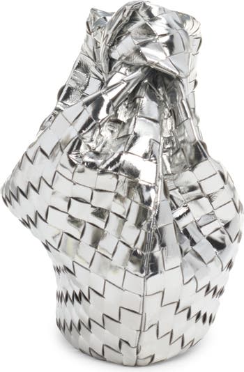 Bottega Veneta Teen Jodie Metallic Intrecciato Top-Handle Bag Silver