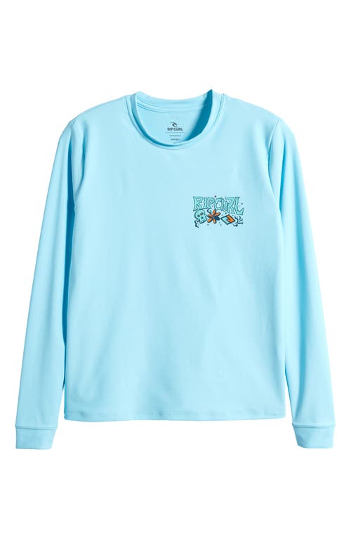 Rip Curl Kids' Pushin Daisies Long Sleeve Rashguard Sky Blue at Nordstrom,