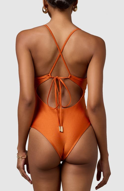 Shop Mbm Swim Azure One-piece Swimsuit In Burnt Orange