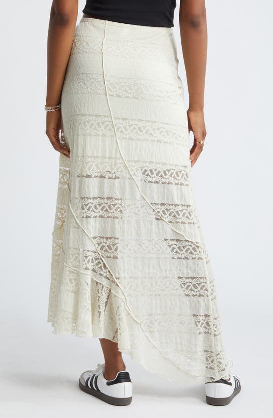Bp. Asymmetric Lace Midi Skirt In Ivory Dove