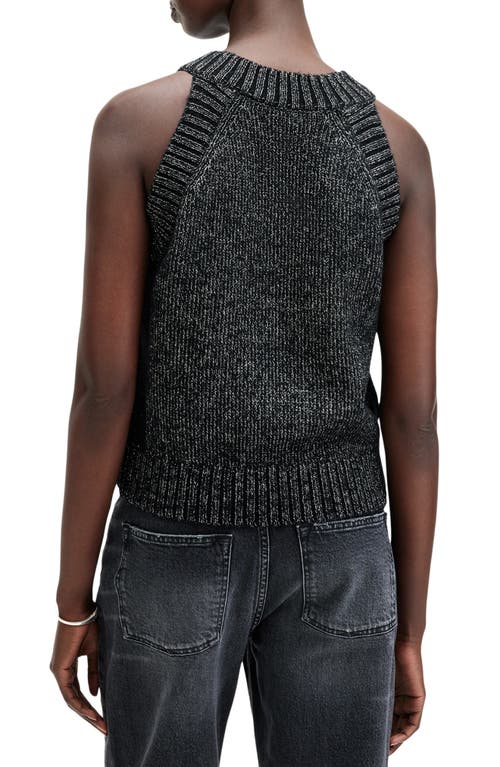 Shop Allsaints Sabrina Metallic Merino Wool Blend Sweater Tank In Black