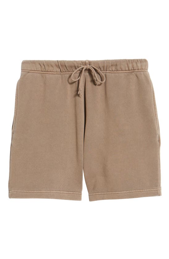 Shop Elwood Core Organic Cotton Brushed Terry Sweat Shorts In Vintage Brown