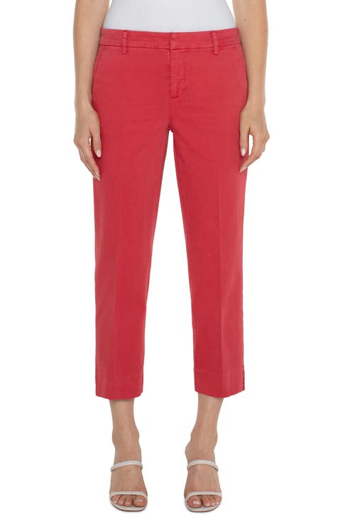 Pink Stretch Twill Ankle Pant