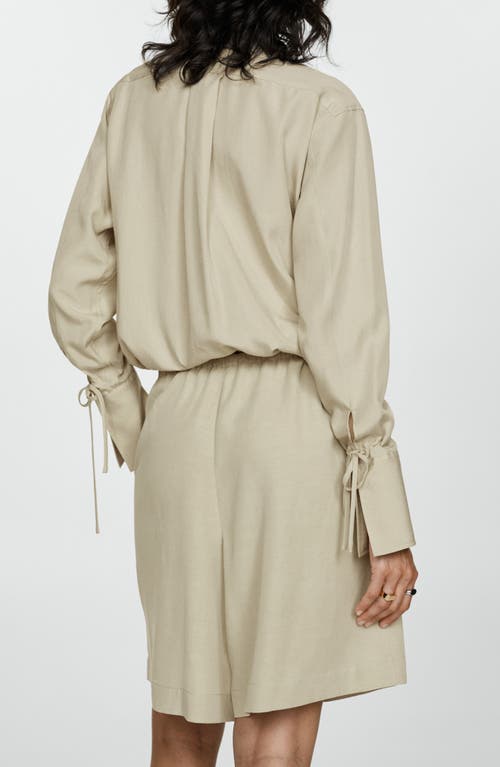 Shop Mango Drawstring Button-up Top In Green