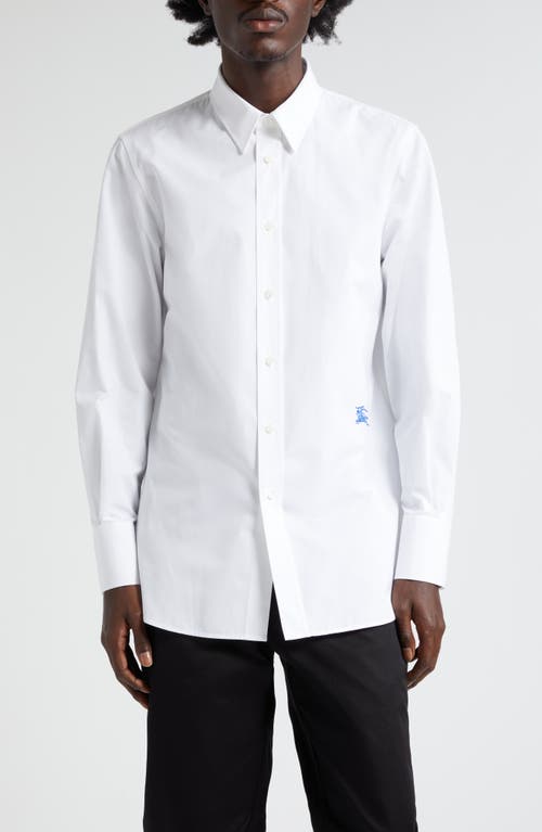 burberry Embroidered Logo Cotton Poplin Button-Up Shirt White at Nordstrom, Eu