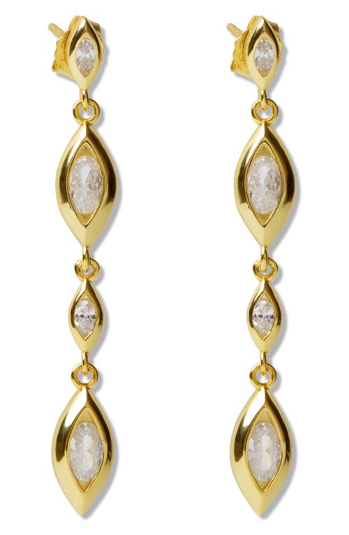 Shop Argento Vivo Sterling Silver Cubic Zirconia Linear Drop Earrings In Gold