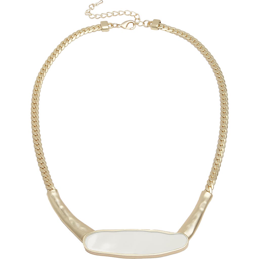 Saachi Herringbone Chain Plated Collar Necklace In White/gold