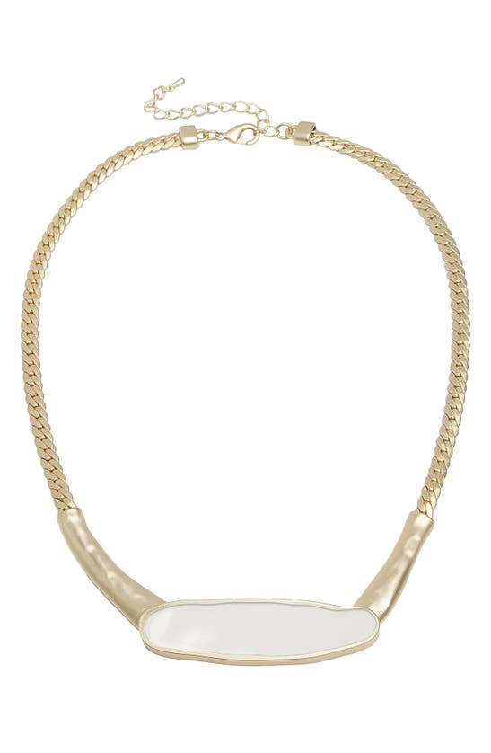 Saachi Herringbone Chain Plated Collar Necklace In White/ Gold