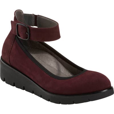 Earth Zurich Sion Ankle Strap Wedge- Burgundy
