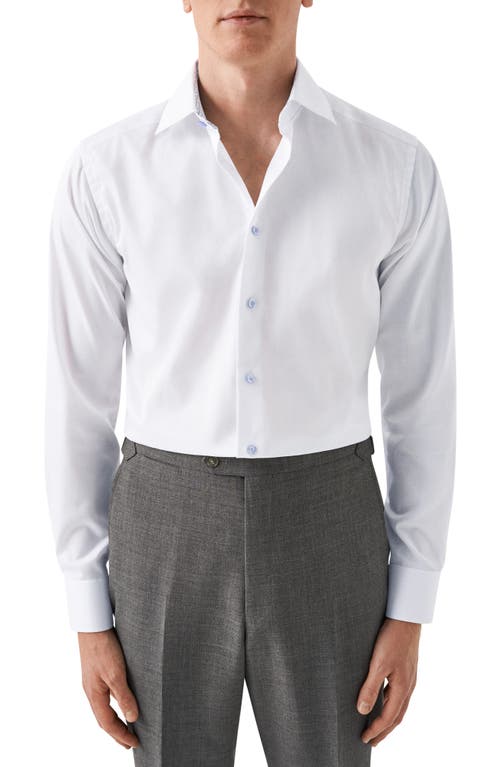 Eton Signature Slim Fit Solid White Organic Cotton Twill Dress Shirt Natural at Nordstrom,