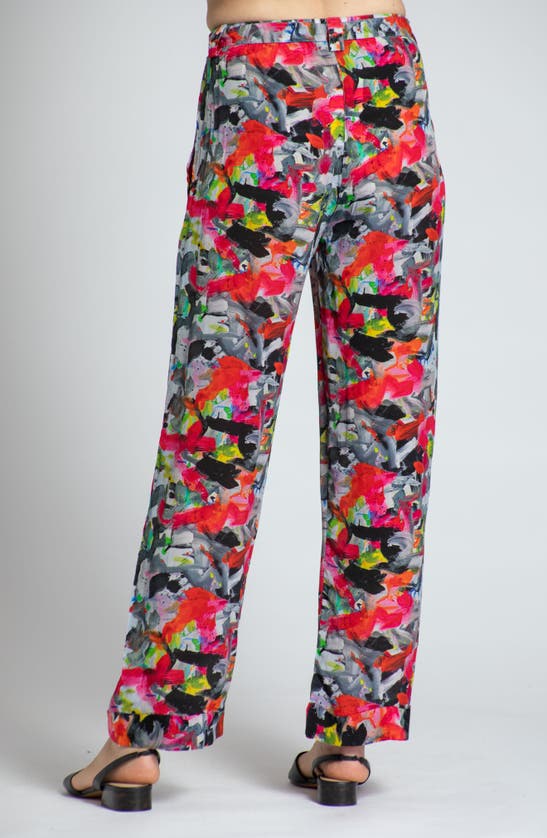 Apny Print Straight Leg Pants In Red Multi