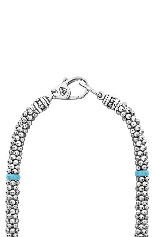 Shop Lagos Blue Caviar Ceramic Collar Necklace In Silver/blue