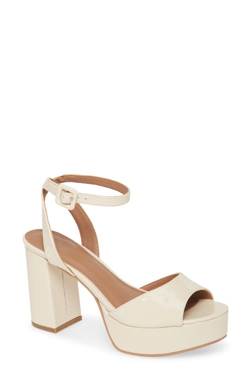 Chinese Laundry Theresa Platform Sandal in Bone Faux Patent Leather