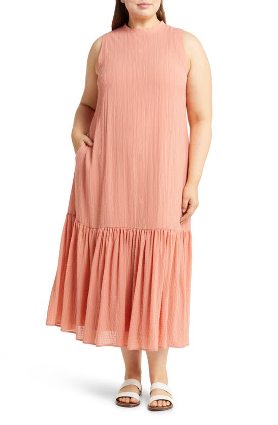 Nordstrom Sleeveless Seersucker Maxi Dress In Pink Desert