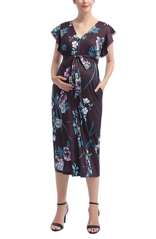 Kimi and Kai Aisha Maternity/Nursing Midi Dress in Multicolored