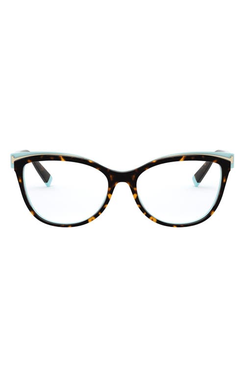 Tiffany & Co. 54mm Cat Eye Optical Glasses in Havana Blue at Nordstrom