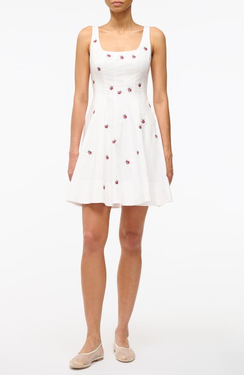 STAUD Wells Ladybug Print Stretch Cotton Minidress Ladybugs at Nordstrom,