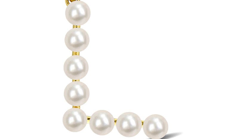 DELMAR DELMAR 3.5-4MM FRESHWATER CULTURED PEARL INITIAL PENDANT NECKLACE