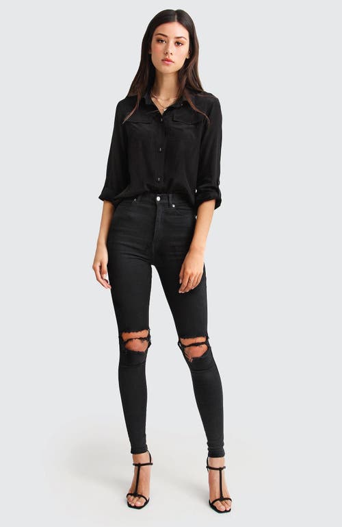 Belle & Bloom Eclipse Rolled Sleeve Blouse In Black