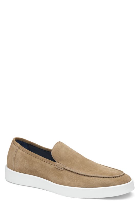 Shop Johnston & Murphy Collection Bolivar Moc Toe Slip-on Sneaker In Taupe Italian Suede