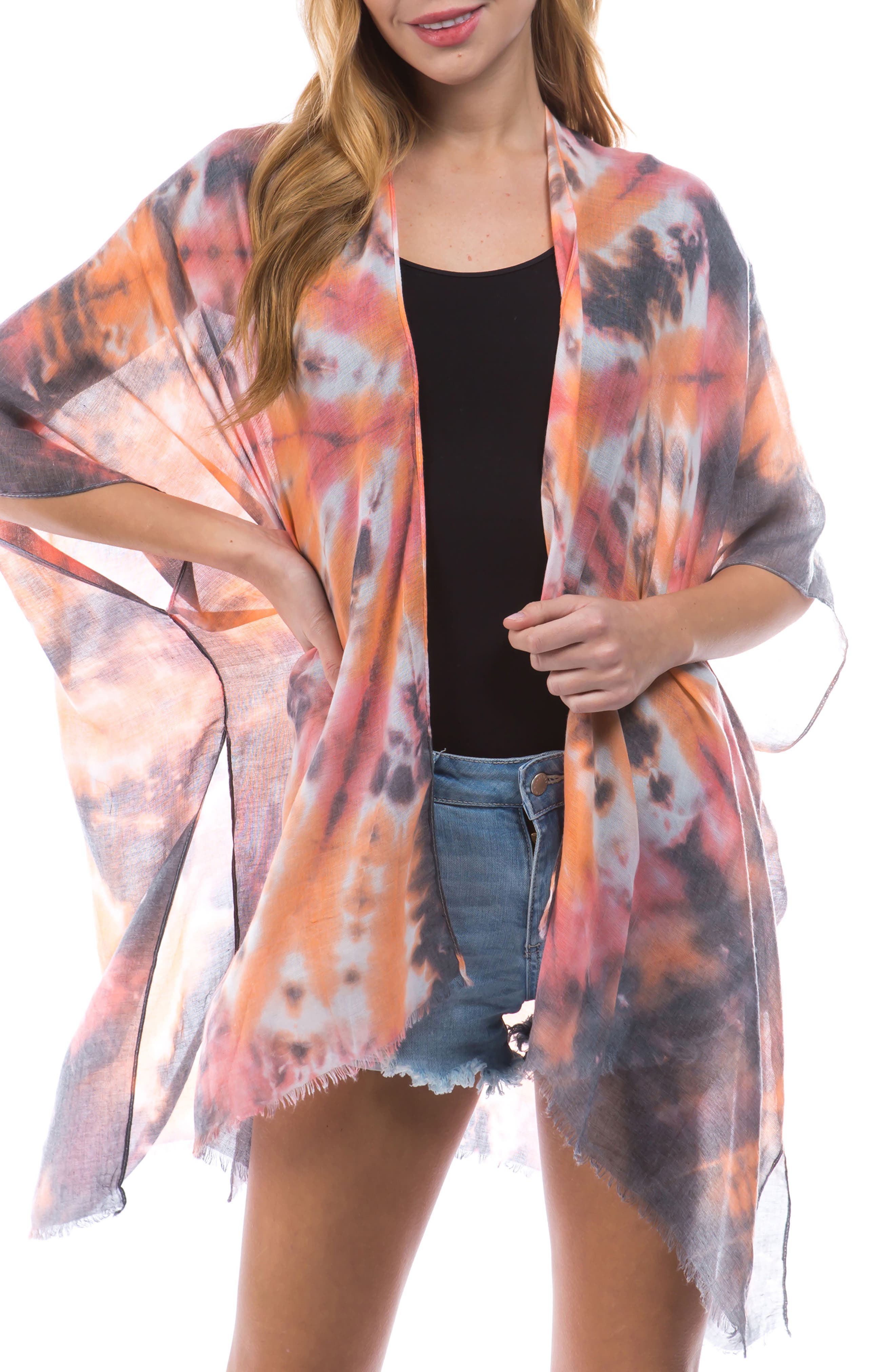 Marcus Adler Pink Tie Dye Print Burst Kimono