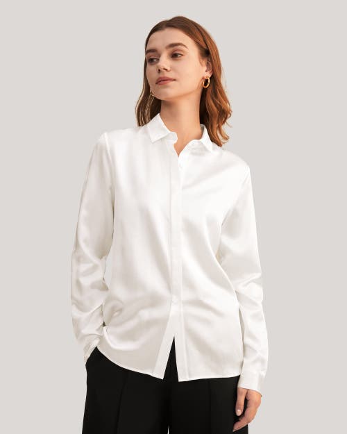 LILYSILK LILYSILK BASIC CONCEALED PLACKET SILK SHIRT 