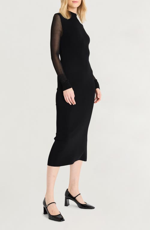 Shop Luxely Mock Neck Long Sleeve Body-con Midi Dress In Meteorite