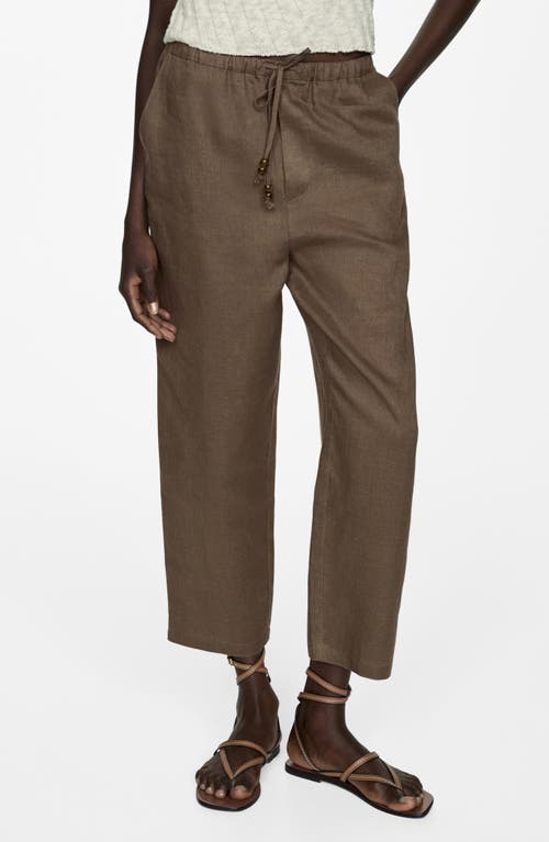 Mango Linen Jogger Trousers Medium Brown In Medium Brown