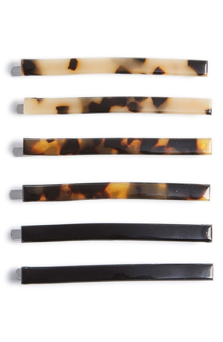 TASHA Set of 6 Hair Clips, Main, color, BROWN MULTI