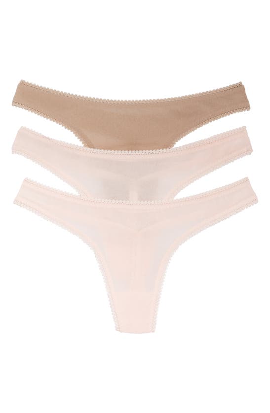 On Gossamer 3-pack Mesh Thongs In Blush Blush Mocha