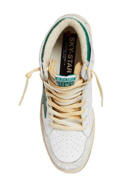 Shop Golden Goose Sky-star High Top Sneaker In White/green